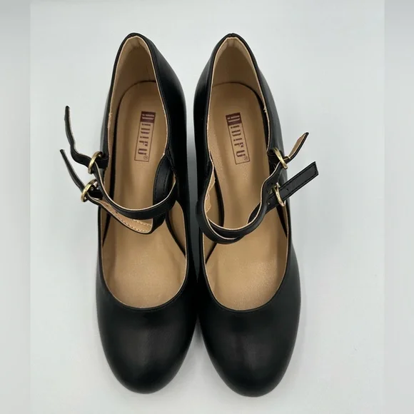 Elegant Black Mary Jane Heels - Picture 3 of 14